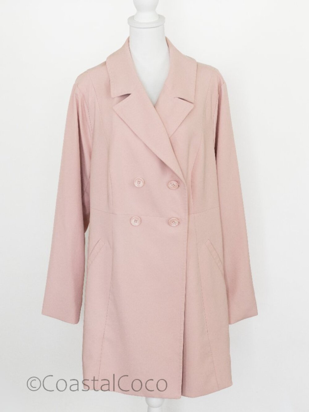 Torrid Size 3 Crepe Lightweight Trench Coat Coral Pink Drapey Travel Casual